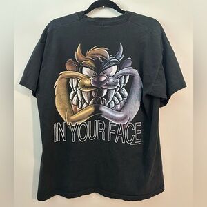 Vintage 1995 Warner Bros. Looney Tunes Tasmanian Devil "In Your Face" Shirt